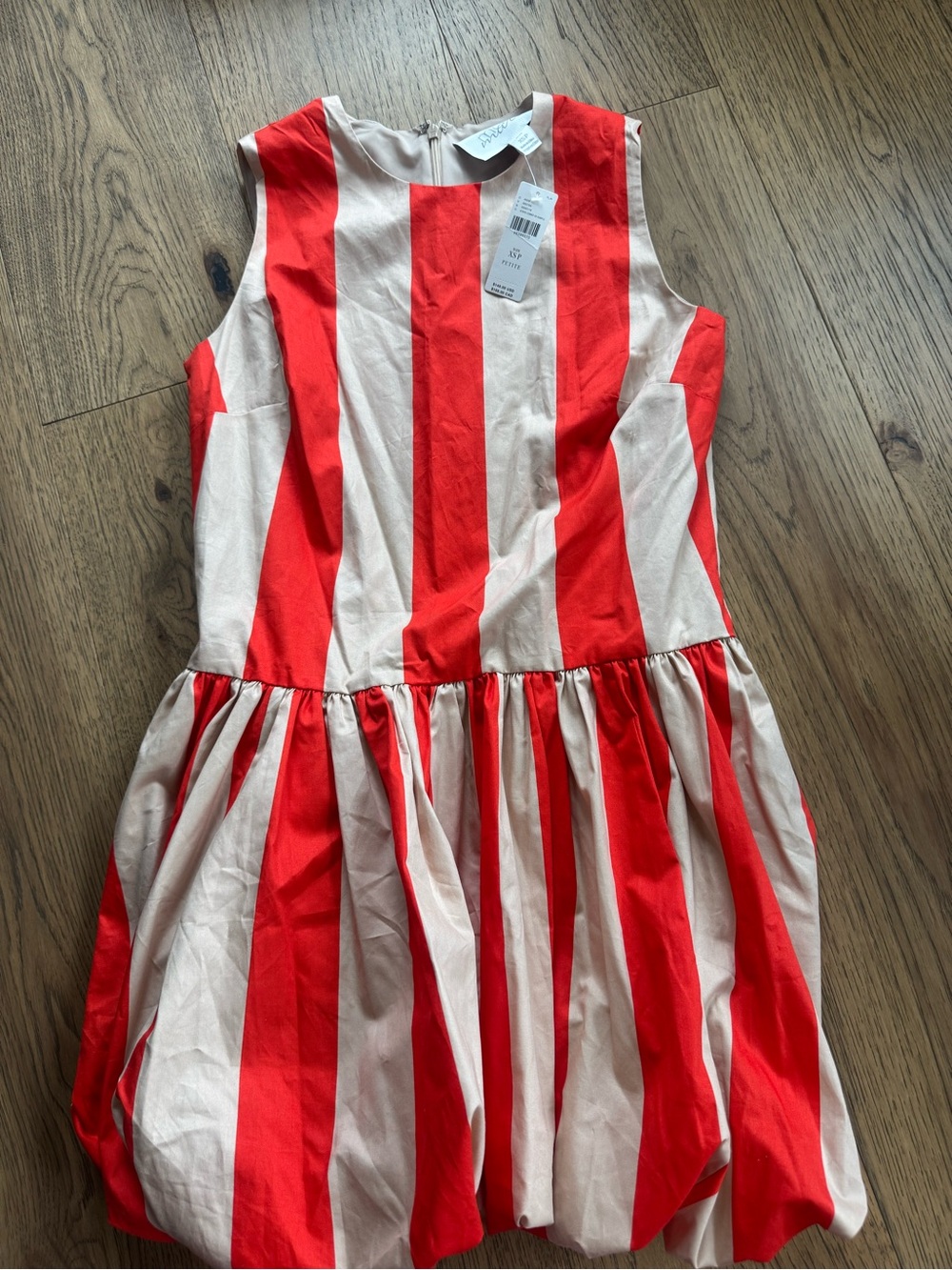 Mare Mare Red and Cream Striped Sleeveless Dress